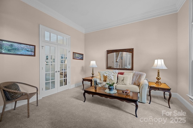 10317 Clubhouse View Ln, Mint Hill, NC 28227 - carpeted living room featuring crown molding and french doors