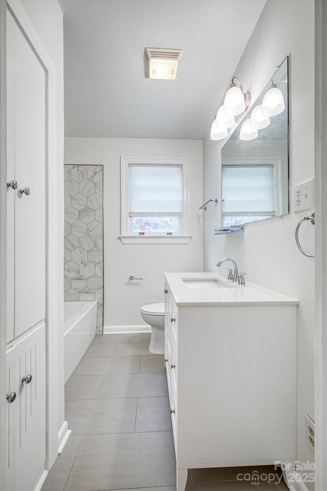 1503 Brentwood Dr, Newton, NC 28658 - bathroom with vanity, toilet, tile patterned floors, and baseboards