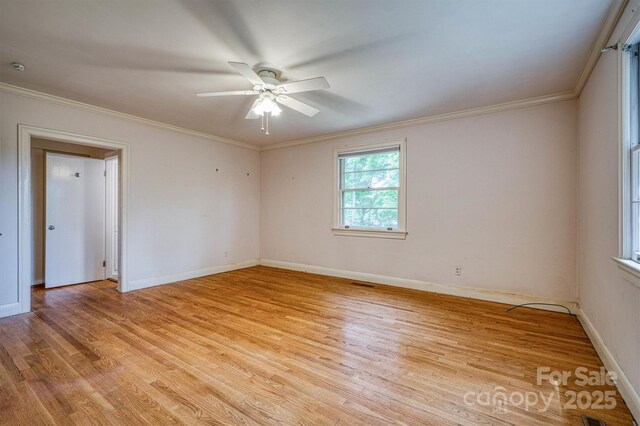 1503 Brentwood Dr, Newton, NC 28658 - unfurnished room with light wood-style flooring, a ceiling fan, baseboards, and ornamental molding