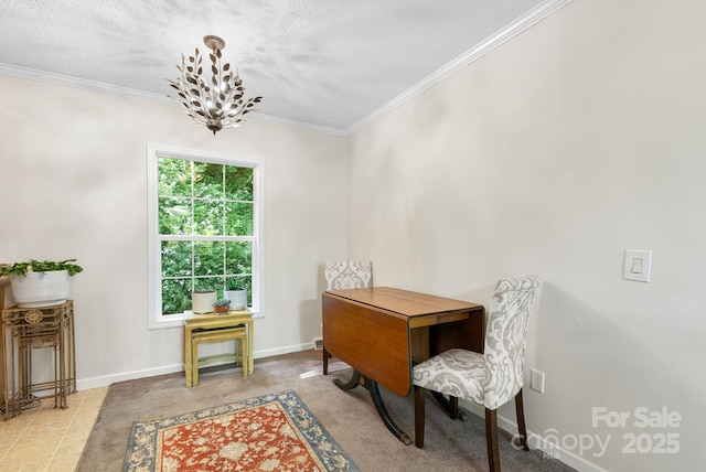 370 Fox Cove Rd, Mars Hill, NC 28754 - office area featuring a chandelier, crown molding, and baseboards