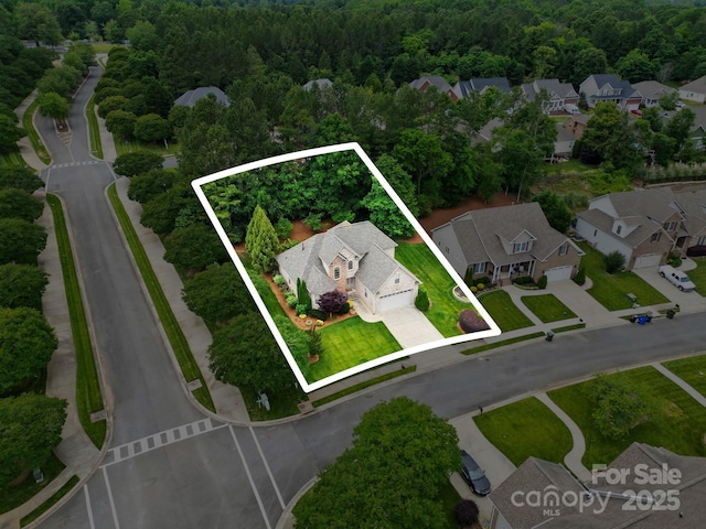 1705 Townsend Ln, Rock Hill, SC 29730 - aerial perspective of suburban area with a forest and property parcel outlined