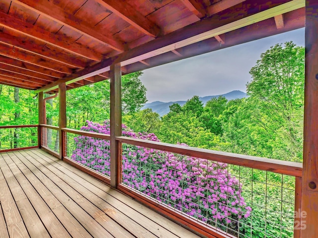 287 Sara Ridge Rd, Waynesville, NC 28786 - wooden terrace with a mountain view