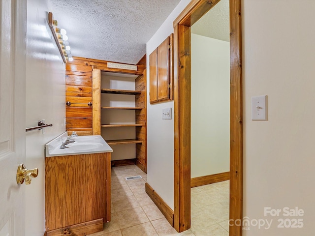 287 Sara Ridge Rd, Waynesville, NC 28786 - bathroom featuring vanity, a textured ceiling, and tile patterned floors