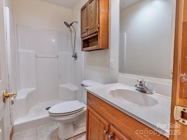 287 Sara Ridge Rd, Waynesville, NC 28786 - full bathroom with vanity, tile patterned flooring, a shower, and toilet