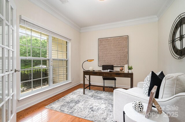 2504 Korbel Ct, Waxhaw, NC 28173 - home office featuring crown molding and wood finished floors