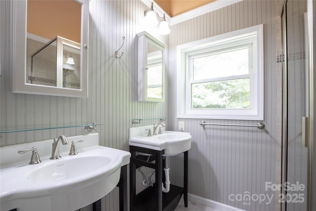 1 Spring Rd, Spruce Pine, NC 28777 - full bathroom featuring a sink, a shower with door, and wallpapered walls