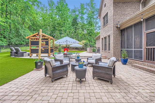 1056 James Madison Dr, Matthews, NC 28104 - view of patio with outdoor lounge area