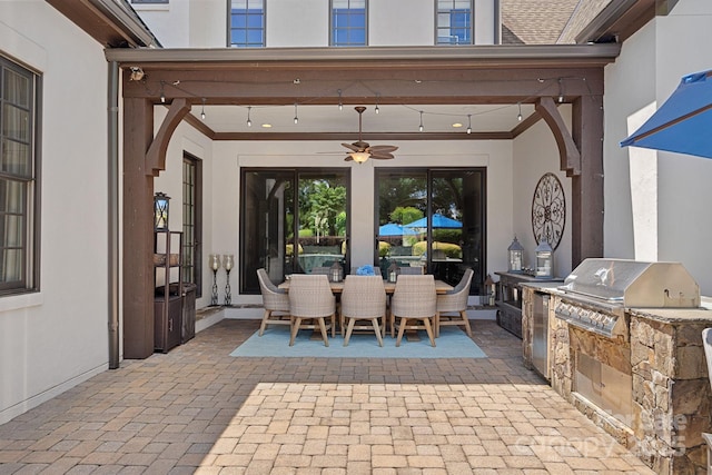 18718 Peninsula Cove Ln, Cornelius, NC 28031 - view of patio featuring a ceiling fan and outdoor dining area
