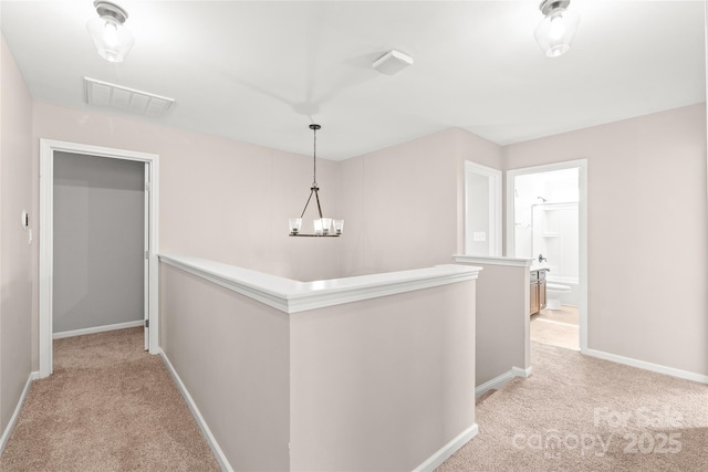4352 Haddington Dr, Fort Mill, SC 29707 - corridor with an upstairs landing, light carpet, and baseboards
