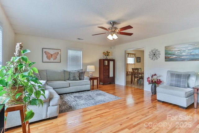 6079 Little River Ct, Granite Falls, NC 28630 - living room with a ceiling fan and wood finished floors