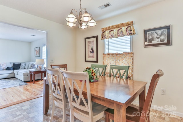 6079 Little River Ct, Granite Falls, NC 28630 - dining space featuring plenty of natural light and a chandelier