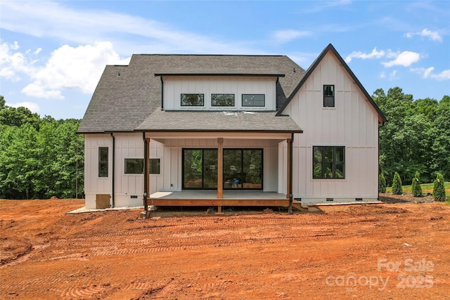 3078 Mountain Creek Dr, Sherrills Ford, NC 28673 - rear view of property featuring crawl space, roof with shingles, and board and batten siding