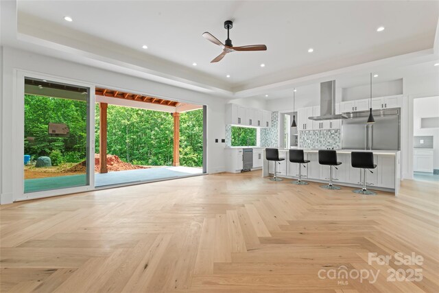 3078 Mountain Creek Dr, Sherrills Ford, NC 28673 - unfurnished living room featuring ceiling fan and recessed lighting