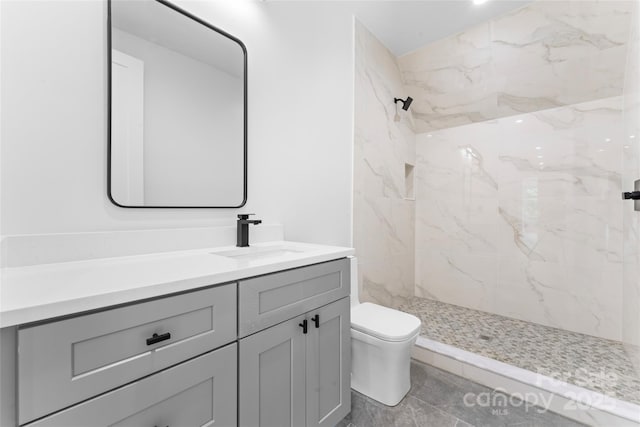 3078 Mountain Creek Dr, Sherrills Ford, NC 28673 - bathroom featuring vanity, toilet, and a marble finish shower