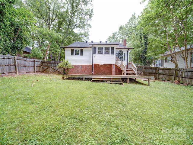 318 Chestnut Ave, Kannapolis, NC 28081 - rear view of property featuring a chimney and stairs