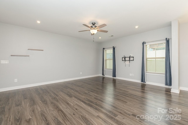 138 Lanyard Dr Unit B, Mooresville, NC 28117 - unfurnished room with a ceiling fan, healthy amount of natural light, dark wood finished floors, recessed lighting, and baseboards
