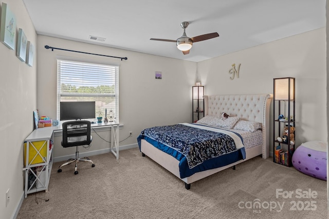 2835 Berkhamstead Cir, Concord, NC 28027 - carpeted bedroom featuring baseboards, a desk, and a ceiling fan