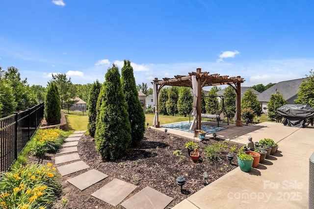 2835 Berkhamstead Cir, Concord, NC 28027 - fenced backyard with a pergola and a patio
