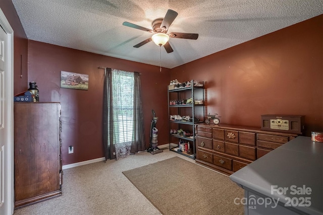 905 Severt Cir, Lenoir, NC 28645 - carpeted home office featuring ceiling fan, a textured ceiling, and baseboards