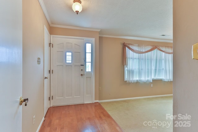 466 Shiloh Church Rd, Hickory, NC 28601 - entryway with crown molding, a textured ceiling, and wood finished floors