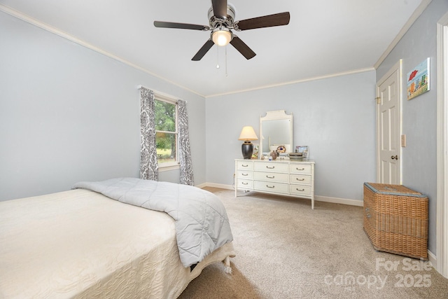 4630 Woodleaf Rd, Salisbury, NC 28147 - bedroom featuring ornamental molding, light carpet, baseboards, and a ceiling fan