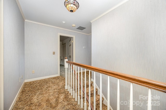 4630 Woodleaf Rd, Salisbury, NC 28147 - hall featuring crown molding and carpet floors