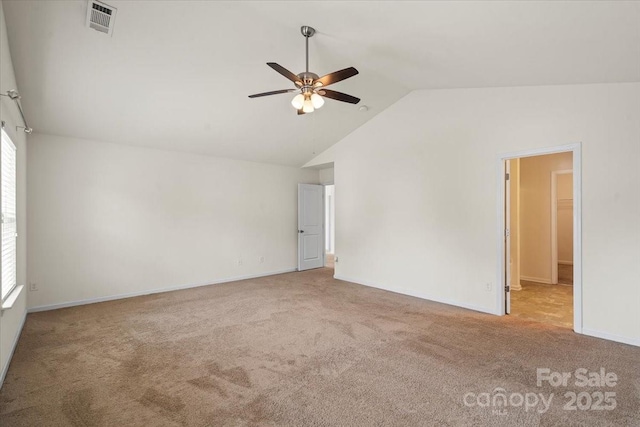 2515 Walnut Forest Dr, Charlotte, NC 28216 - carpeted spare room featuring lofted ceiling, a ceiling fan, and plenty of natural light