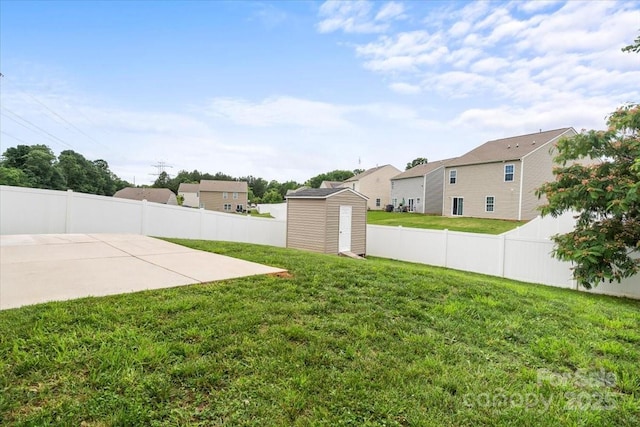 2515 Walnut Forest Dr, Charlotte, NC 28216 - fenced backyard with a patio area, a shed, and a residential view