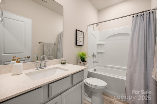 7530 Porrera St, Charlotte, NC 28214 - bathroom featuring shower / tub combo, vanity, and tile patterned flooring