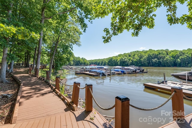 7530 Porrera St, Charlotte, NC 28214 - dock featuring a water view and a wooded view
