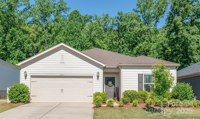 7530 Porrera St, Charlotte, NC 28214 - ranch-style home featuring an attached garage, concrete driveway, and roof with shingles
