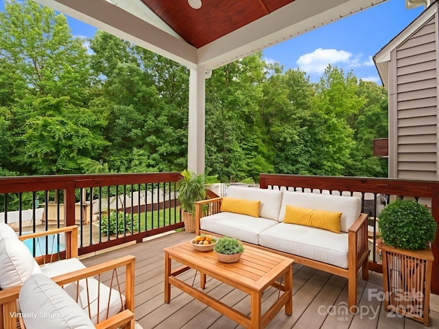 3038 Sterling Ct, Fort Mill, SC 29707 - wooden deck with an outdoor hangout area