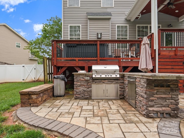 3038 Sterling Ct, Fort Mill, SC 29707 - view of patio / terrace with a deck, a gate, and a ceiling fan