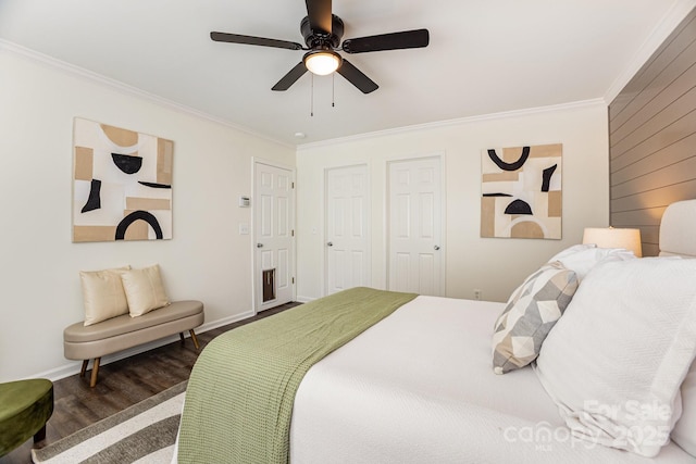 1776 Baylor Dr, Rock Hill, SC 29732 - bedroom with crown molding, wood finished floors, ceiling fan, and baseboards