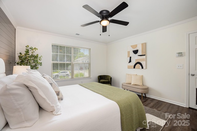 1776 Baylor Dr, Rock Hill, SC 29732 - bedroom with crown molding, wood finished floors, ceiling fan, and baseboards