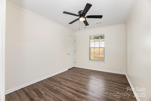 1776 Baylor Dr, Rock Hill, SC 29732 - empty room featuring dark wood-type flooring, crown molding, baseboards, and a ceiling fan