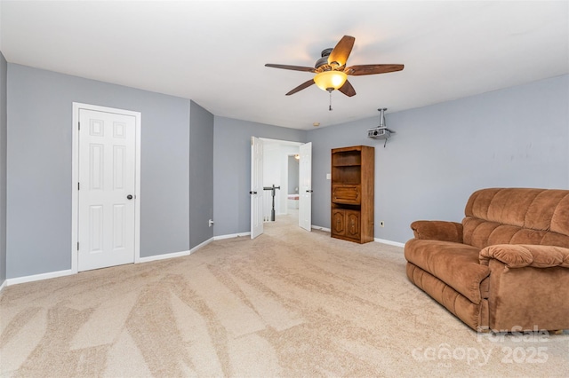 9593 Indian Beech Ave NW, Concord, NC 28027 - sitting room featuring baseboards, carpet floors, and a ceiling fan