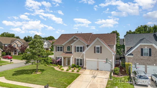 9593 Indian Beech Ave NW, Concord, NC 28027 - traditional-style home featuring driveway, an attached garage, a front lawn, and a residential view