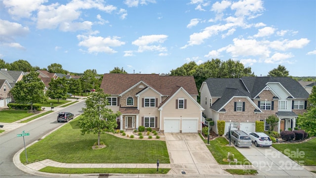 9593 Indian Beech Ave NW, Concord, NC 28027 - traditional-style house featuring concrete driveway, a garage, a residential view, and a front lawn