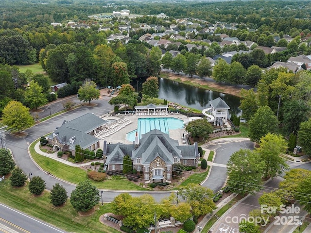 8605 Soaring Eagle Ln, Waxhaw, NC 28173 - drone / aerial view of a pool area and a nearby body of water