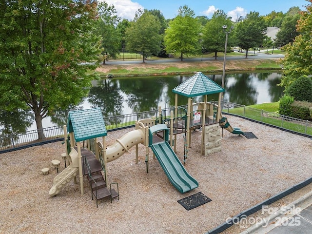 8605 Soaring Eagle Ln, Waxhaw, NC 28173 - communal playground featuring a water view and view of scattered trees