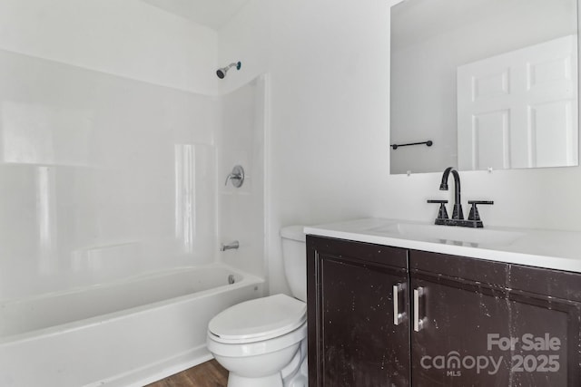 330 Willow Oak Cir, Lancaster, SC 29720 - full bath featuring toilet, vanity, shower / tub combination, and wood finished floors