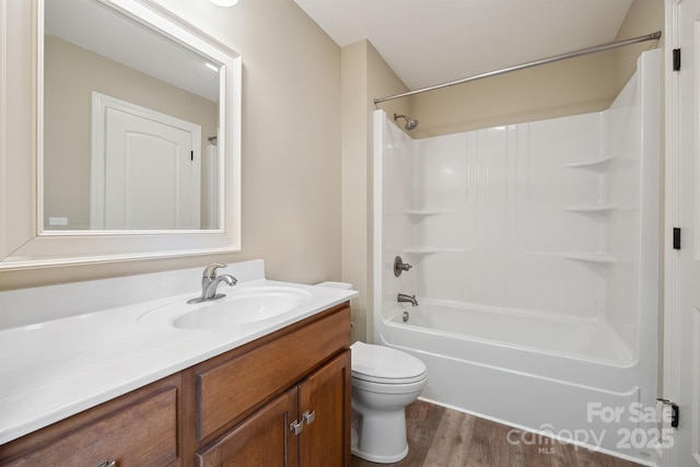 270 N St, Salisbury, NC 28147 - bathroom featuring vanity, wood finished floors, toilet, and  shower combination