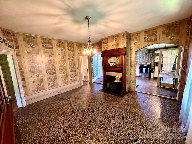 4689 Lakeview Acres Rd, Valdese, NC 28690 - unfurnished dining area featuring arched walkways