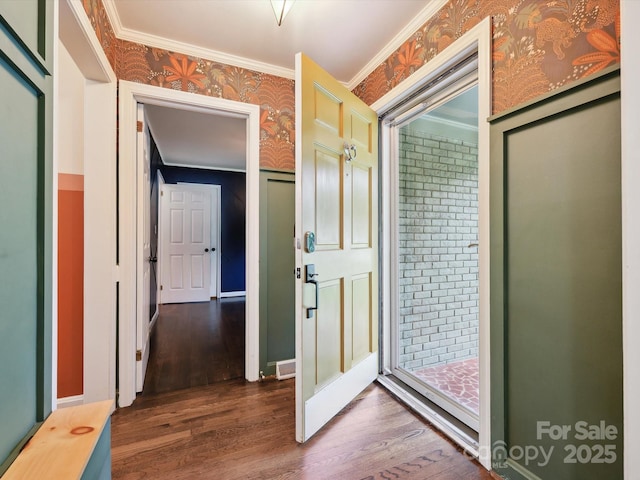 827 Fairbanks Rd, Charlotte, NC 28210 - full bathroom with ornamental molding, wood finished floors, and a tile shower