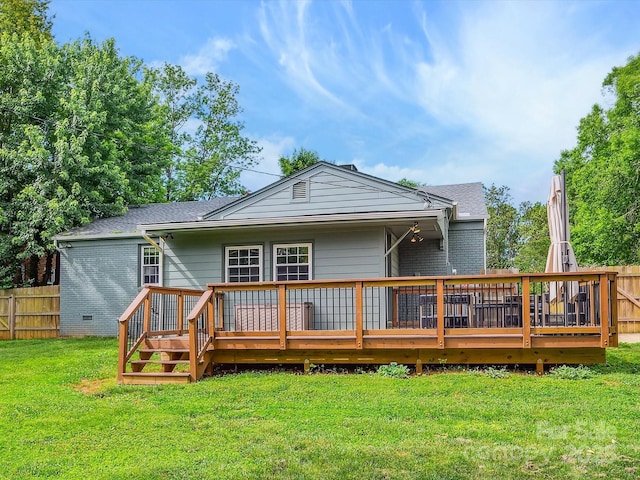 827 Fairbanks Rd, Charlotte, NC 28210 - back of property featuring brick siding, a deck, and roof with shingles