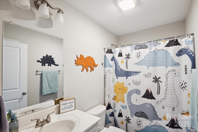 835 Jet St, Kannapolis, NC 28081 - full bathroom with toilet, vanity, and a shower with shower curtain