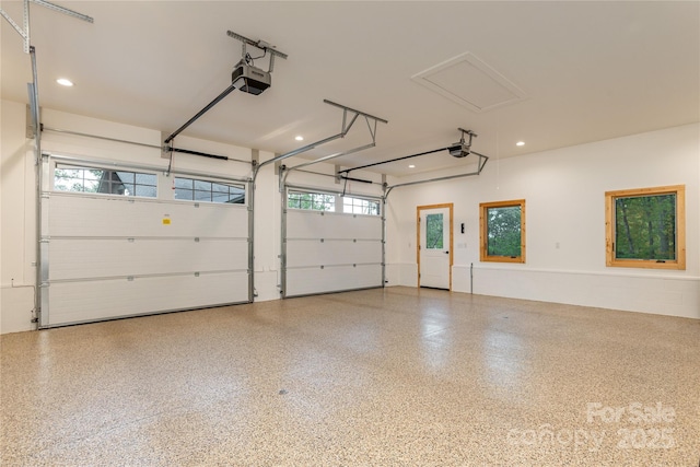 268 Trappers Run Dr, Burnsville, NC 28714 - garage featuring a garage door opener and recessed lighting