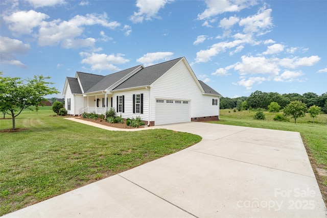 6201 New Hope Church Rd, Marshville, NC 28103 - view of front of property with crawl space, a front lawn, driveway, and a garage