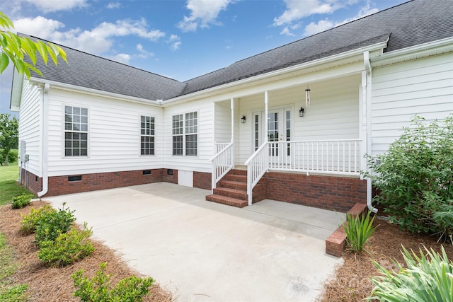 6201 New Hope Church Rd, Marshville, NC 28103 - view of front of property featuring crawl space, covered porch, and a shingled roof